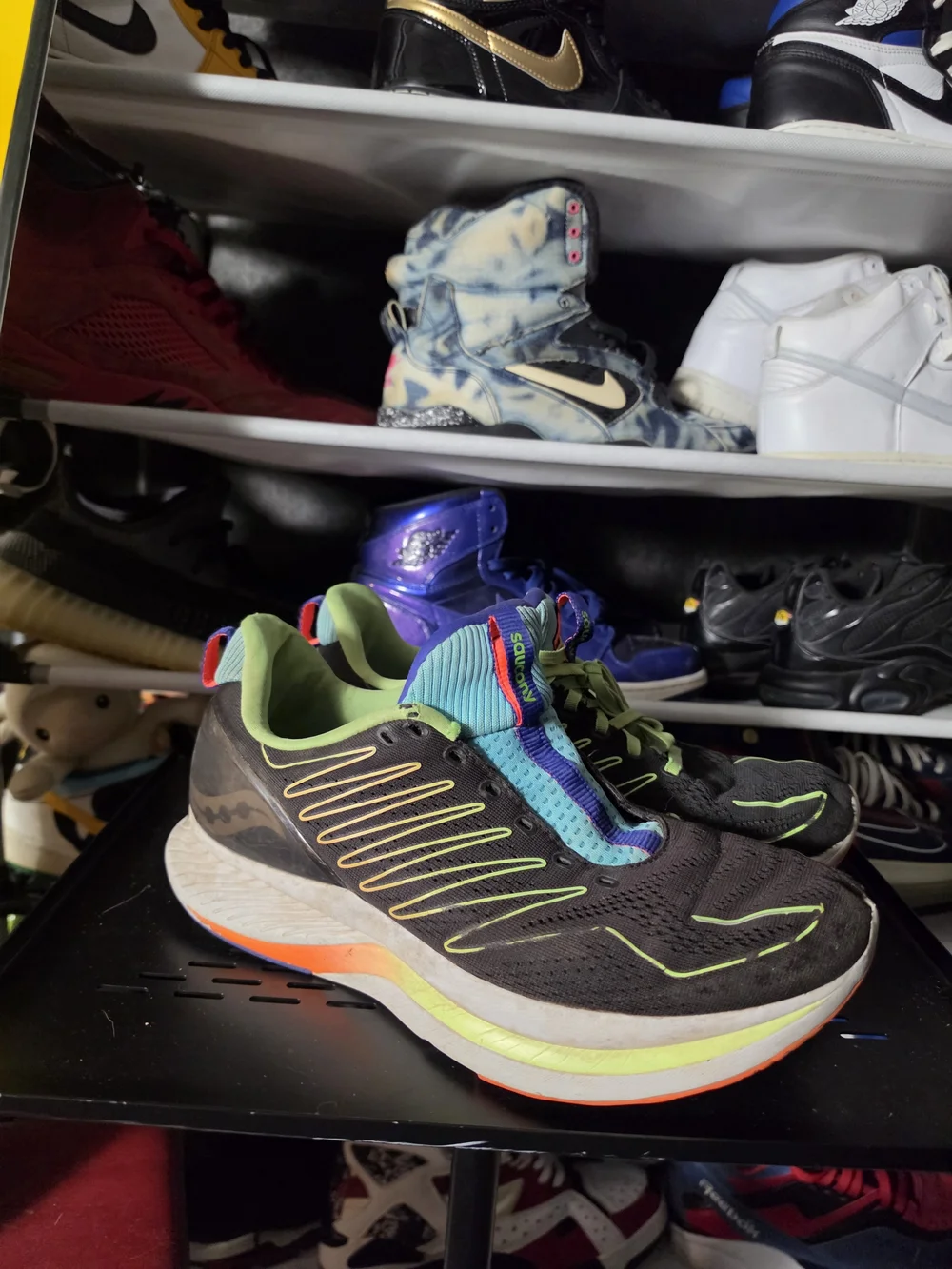 🔥 Saucony Men's Athletic Shoes — Black Neon Green Orange Accents Men Size 11.5